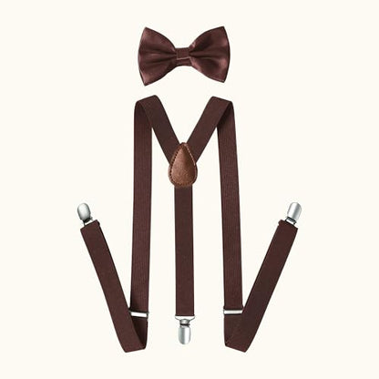 BABEYOND 1920s Mens Gatsby Gangster Accessories Set Panama Hat Suspender Bow Tie - color: Brown Set