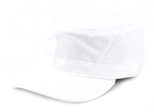 NYFASHION101 Fashionable Solid Color Unisex Fitted Army Military Cadet Cap - color: White, size: Small