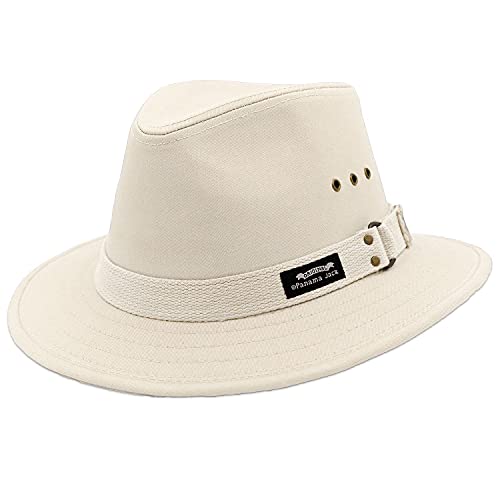 Panama Jack Men's Original Canvas Safari Sun Hat, UPF 50+ Sun Protection Cap, 2.5" Brim - color: Natural, size: Medium