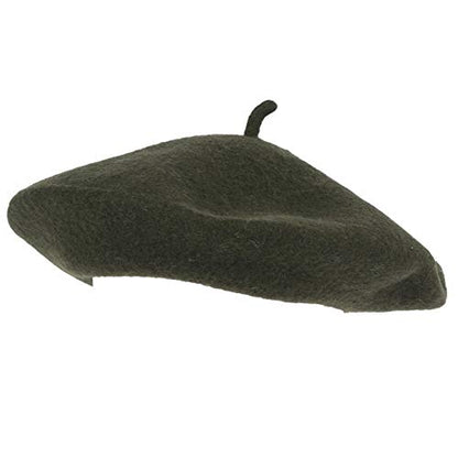 ZAKIRA Wool French Beret for Men & Women, Plain - color: Olive Green