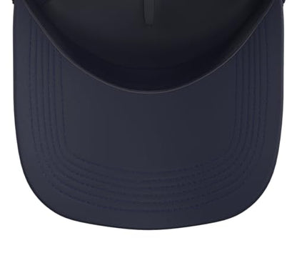 Initial R Monogram R Letter R Capital Alphabet Trucker Hat with Adjustable Mesh Back - color: Navy Blue