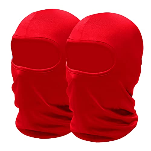 SHEVERCH 2 Pack Red Ski Mask Balaclava Face Cover for Men Women - color: 2pack-red