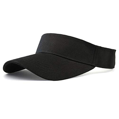 HH HOFNEN Sports Sun Visor Hats Cotton Adjustable Golf Caps for Men Women - color: #1b Dark Black