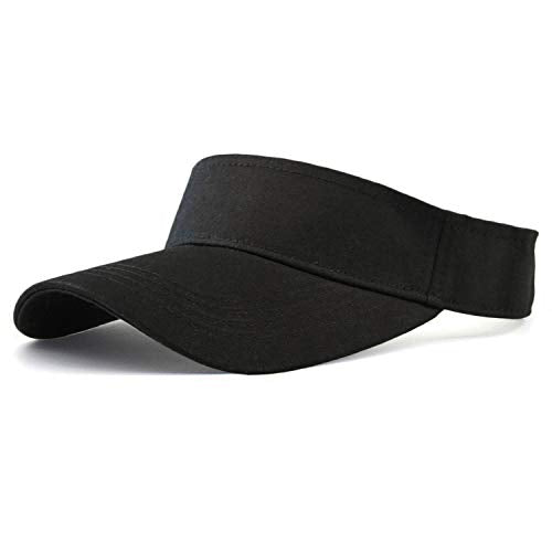 HH HOFNEN Sports Sun Visor Hats Cotton Adjustable Golf Caps for Men Women - color: #1b Dark Black