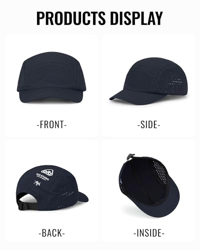 CLAPE 5 Panel Running Hat for Small Heads, Quick Dry Short Brim Cap - color: Bssd2575-navy