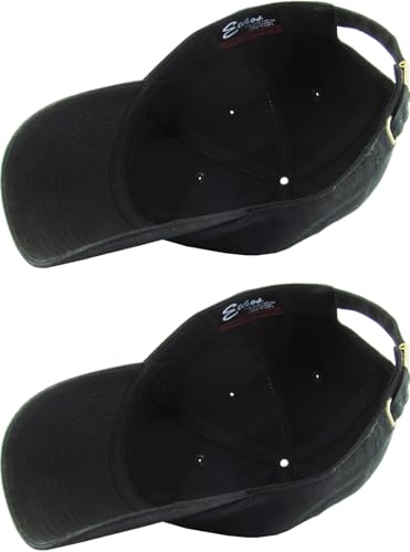KBETHOS Classic Unisex Cotton Adjustable Low Crown Baseball Cap – Plain Dad Hat - color: Black + Black (2 Pack)