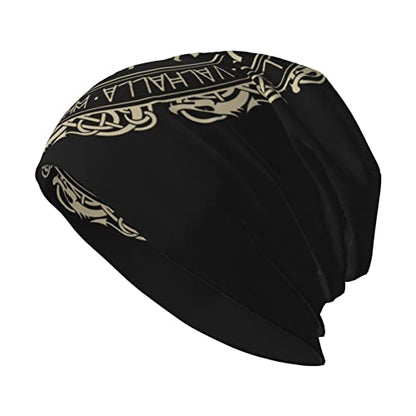 Men Vikings Beanie Caps,Norse Rune Skull Cap Knit Hat Slouchy Cap Autumn Summer Casual Beanies Hat - color: Norse Runes Printed
