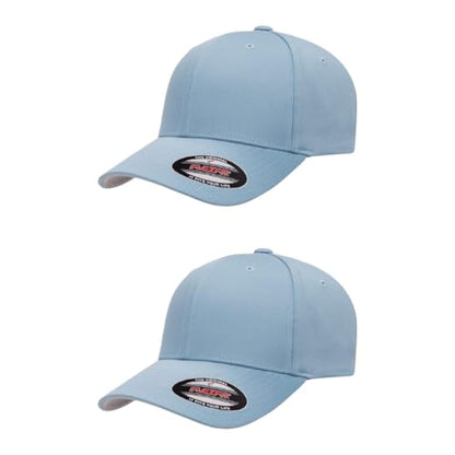 Flexfit Wooly Combed 6-Panel Structured Baseball Cap | Stretch Fitted - color: Carolina Blue, size: Large-X-Large