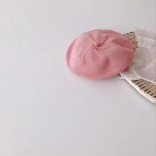 Infant Baby Boys Girls Beret & Beanie Hat - Toddler Kids Knitted French Artist Skull Hat - Fall Winter - color: A-pink