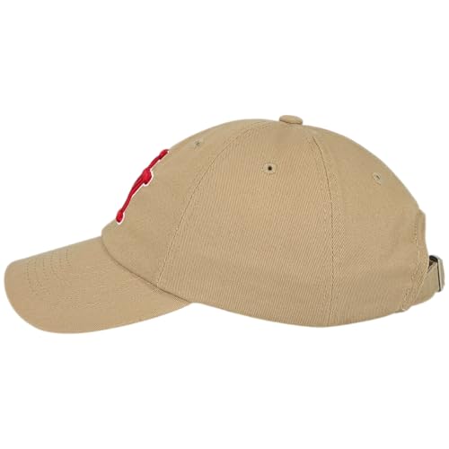NY 3D Embroidered Dad Hat - New York Baseball Cap - color: Khaki Red