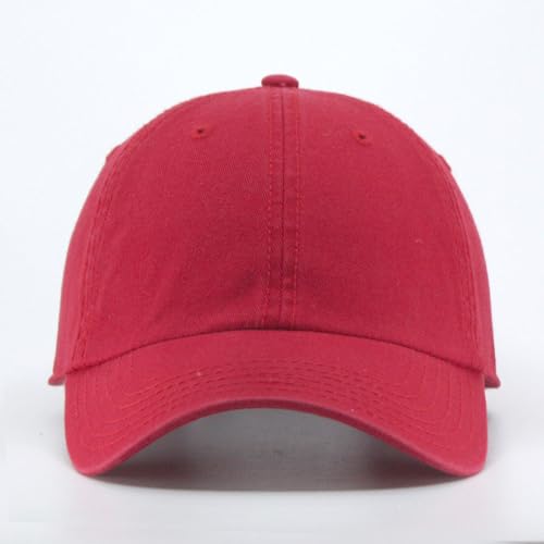 Washed Canvas Combed Cotton Unstructured Soft Crown Adjustable Dad Hat Baseball Cap - color: Washed Cotton Red