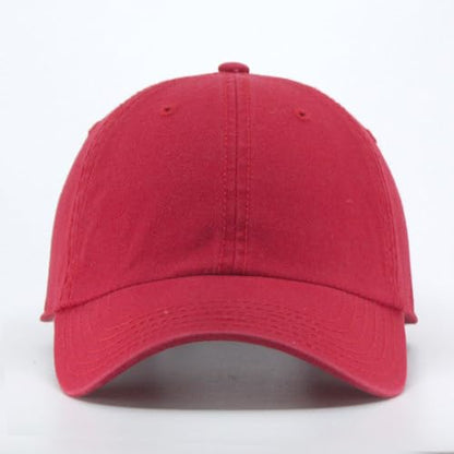 Washed Canvas Combed Cotton Unstructured Soft Crown Adjustable Dad Hat Baseball Cap - color: Washed Cotton Red