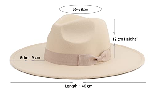 Pro Celia Big Wide Brim Women Fedora Hat - color: Rice