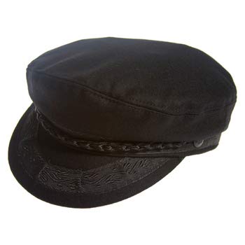 Aegean Authentic Greek Fisherman's Cap - Wool - Black - 6 7/8 - (21 5/8 Inches - 55 cm)