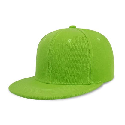 CHOK.LIDS Classic Snapback Flat Bill Hat Blank Adjustable Baseball Cap - color: Lime