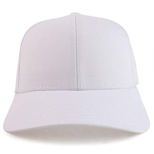 Armycrew XXL Oversize High Crown Adjustable Plain Solid Baseball Cap - color: White