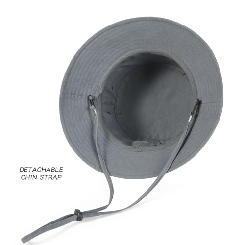 BOTVELA Men Cotton Foldable Flat Top Bucket Sun Hat - color: Grey, size: 7 5/8-7 3/4