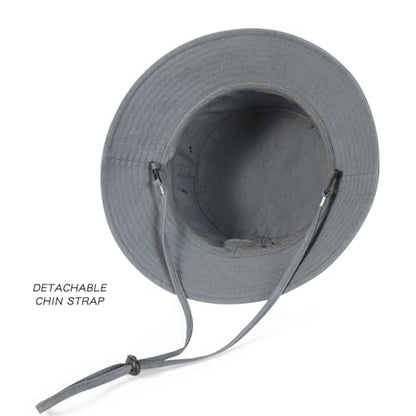 BOTVELA Men Cotton Foldable Flat Top Bucket Sun Hat - color: Grey, size: 7 3/8-7 1/2
