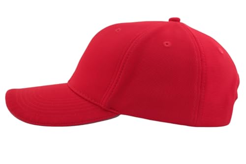 TSSGBL Men's Plain Baseball Hat - OSFM & XXL Big Head Fit，Adjustable Structured Ball Cap with Reflective Sandwich Brim - color: Red, size: Medium-Large