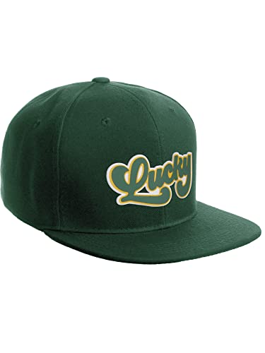 Daxton Classic Snapback St.Patrick Day 3D Lucky Clover Flat Bill Visor Hat - color: Hunter Green, style: Lucky