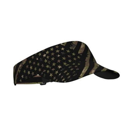 Adjustable Sun Visor Hats, Lightweight Open-Top Sports Visors - color: American Camo Green