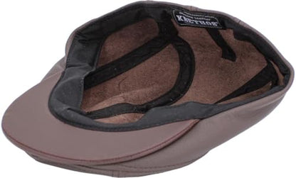 KBETHOS Leather Ascot Made in USA Ivy Collection Classic Newsboy Caps - color: Dark Brown, size: Large