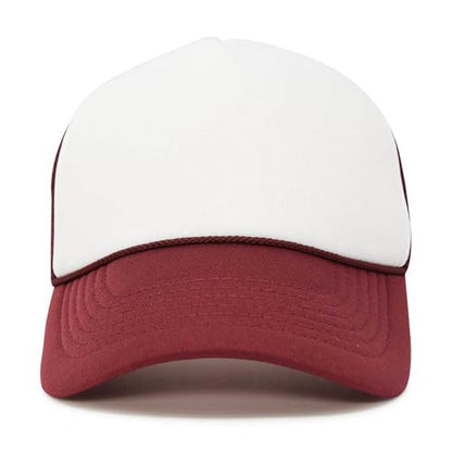 DALIX Two Tone Trucker Hat Summer Mesh Cap with Adjustable Snapback Strap - color: Maroon White, size: One Size