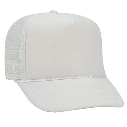 OTTO Polyester Foam Front 5 Panel High Crown Mesh Back Trucker Hat - color: White