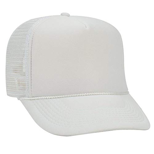 OTTO Polyester Foam Front 5 Panel High Crown Mesh Back Trucker Hat - color: White