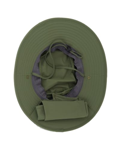 UPF50+ Sun Hat for Men Women,UV Protection Wide Brim Mesh Fishing Hat with Neck Flap for Outdoor Hiking - color: Army Green