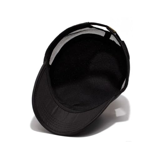FASHIXD Mesh Military Hat for Men Summer Army Cap Quick Qry Short Bill Hat Cadet Cap - color: Black