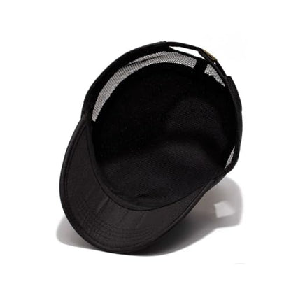 FASHIXD Mesh Military Hat for Men Summer Army Cap Quick Qry Short Bill Hat Cadet Cap - color: Black