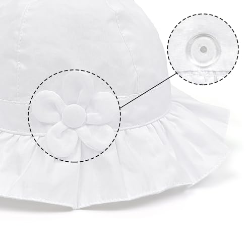 Toddler Kids Baby Girl Sun Hat Floppy Cotton Summer Hat 50+ SPF Protective - color: 04/Flower/White, size: 6-12 Months