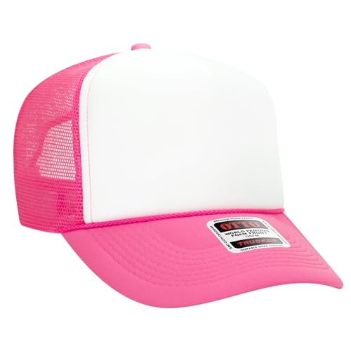 BROTHER TRUCKERS The World's Greatest Neon Colored Trucker Hat Blanks - Wholesale Bulk Unisex Snapback Hats - color: Neon Pink/White/Neon Pink