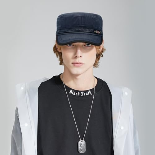 Cadet Army Hat 2 Pieces Flat Top Cap Unisex Military Hat for Women Men - color: Black E + Navy E