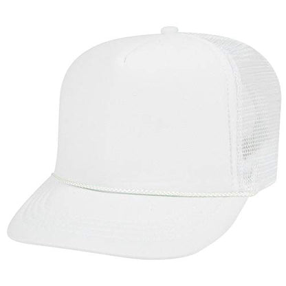 OTTO Polyester Foam Front Youth 5 Panel High Crown Trucker Hat - color: White