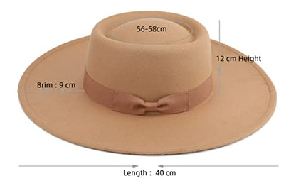 Pro Celia Big Wide Brim Women Fedora Hat - color: Oval-camel