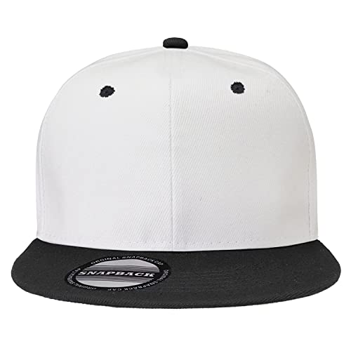 Classic Snapback Hat Cap Hip Hop Style Flat Bill Blank Solid Color Adjustable Size - color: 1pc White/Black