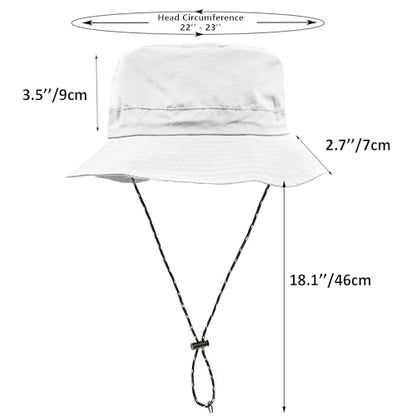 woogwin Waterproof Bucket Rain Hat with Chin Strap Quick Dry Packable Boonie Sun Hat Safari Hat UV Protection - color: White