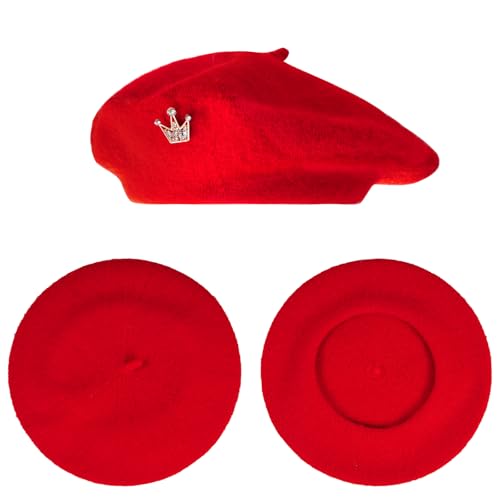 choyaxo 3pcs French Beret Hat Set Costume Accessories Set Including Beret Hat Scarf Crown Pin for Women French Themed Party - style: Romantic Style