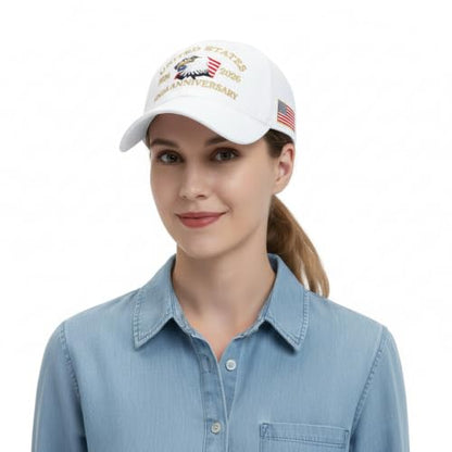 USA 250th Anniversary Baseball Cap Patriotic Embroidered American Hat - color: 1-white