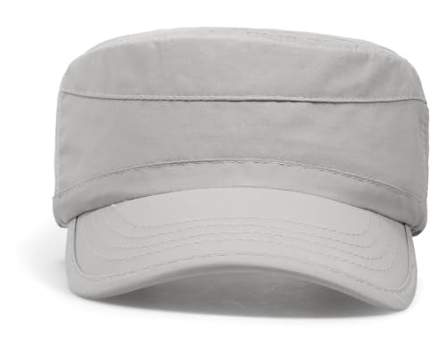 Cadet Army Cap Unisex Military Hat Adjustable Flat Top Cap Baseball Cap - color: Light Grey