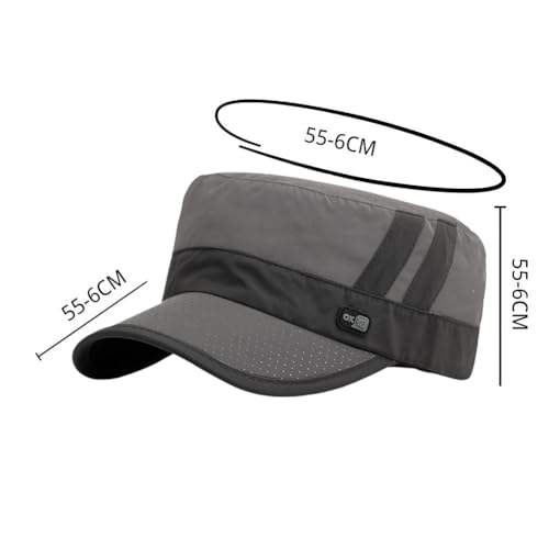 FASHIXD Mesh Military Hat for Men Summer Army Cap Quick Qry Short Bill Hat Cadet Caps - color: Gray