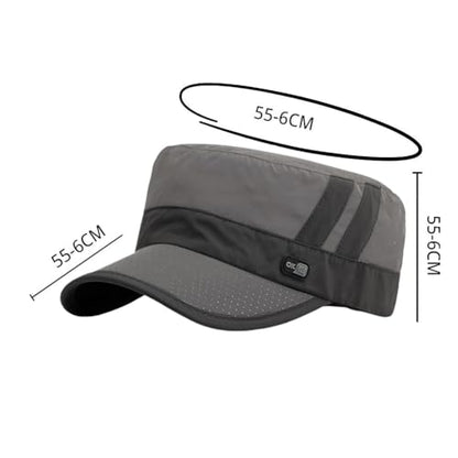 FASHIXD Mesh Military Hat for Men Summer Army Cap Quick Qry Short Bill Hat Cadet Caps - color: Gray