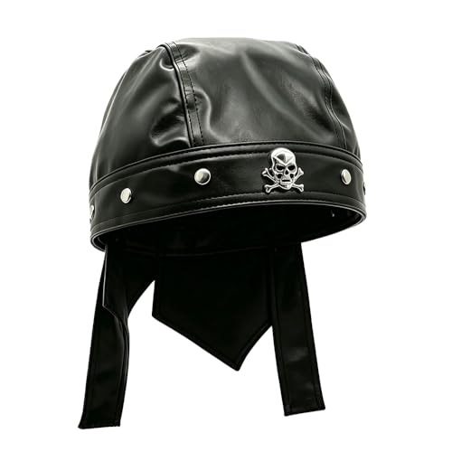Biker Cap for Women Punk Motorcycle Skull Cap Adjustable Stylish Doo Rag Headwrap for Riding Outdoor Activities - color: Skull