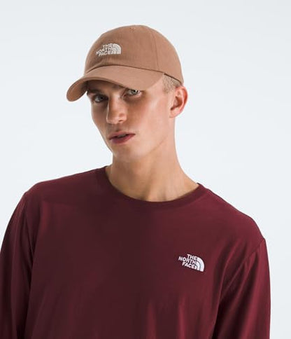 The North Face Norm Baseball Hat | Shallow Fit Ball Cap with Embroidered Logo, Adjustable Strap Closure & Silver Buckle - color: Latte
