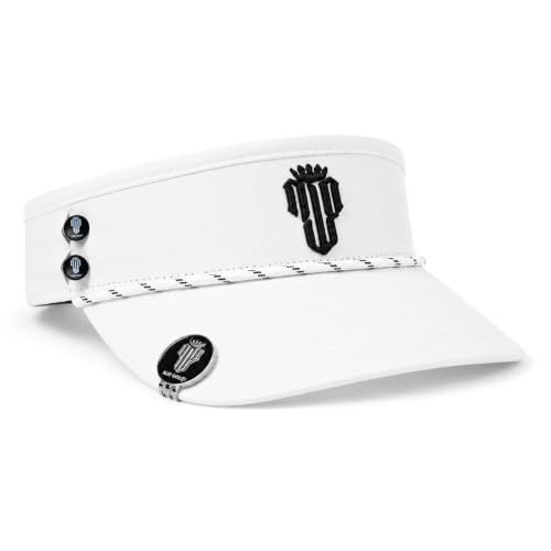 Visor Hat for Men and Women with Tee Holder & Magnetic Ball Marker - color: Low Crown: White