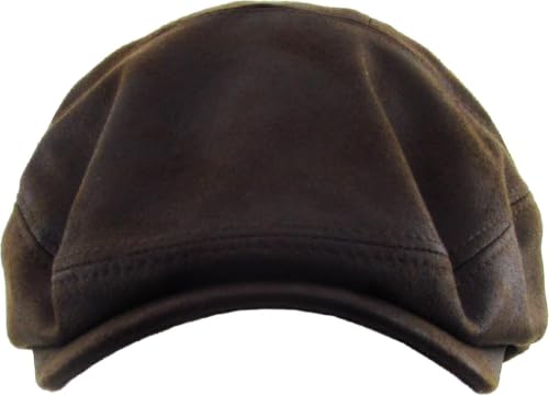 KBETHOS Leather Ascot Made in USA Ivy Collection Classic Newsboy Caps - color: (C) Faux Leather - Dark Brown, size: Large-X-Large