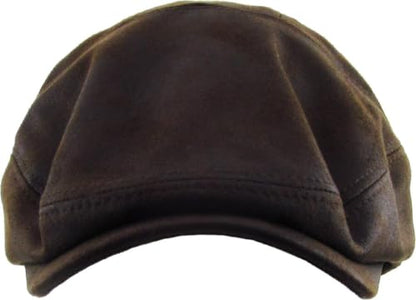 KBETHOS Leather Ascot Made in USA Ivy Collection Classic Newsboy Caps - color: (C) Faux Leather - Dark Brown, size: Large-X-Large