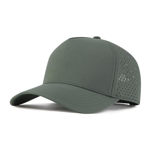BOTVELA Men Adjustable Snapback Laser Cut Mesh Baseball Cap - color: Army Green